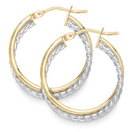 9ct White and Yellow Gold Hoop Earrings