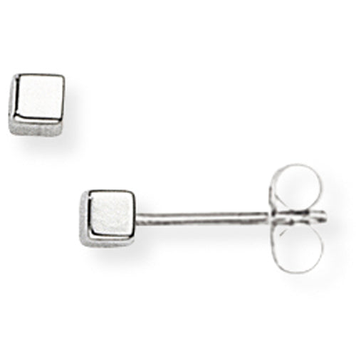 9ct White Gold Cube Stud Earrings