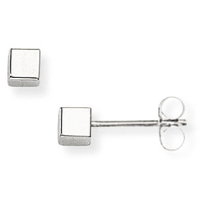 9CT White Gold Cube Stud Earrings