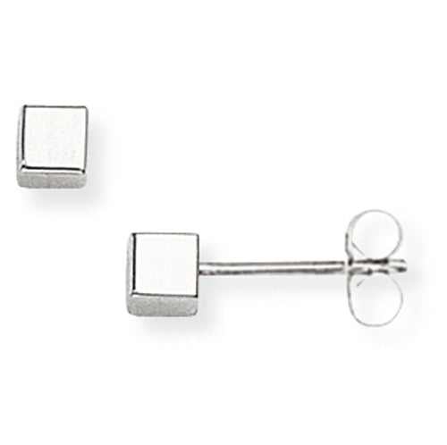9CT White Gold Cube Stud Earrings