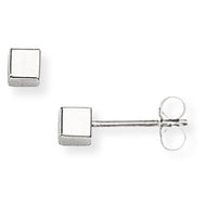 9CT White Gold Cube Stud Earrings