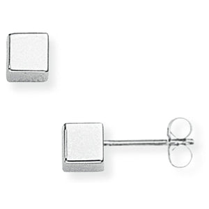 9CT White Gold Cube Stud Earrings
