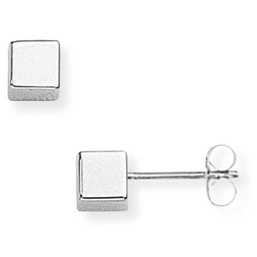9CT White Gold Cube Stud Earrings