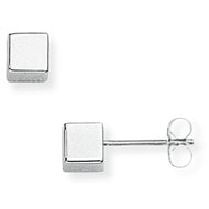 9CT White Gold Cube Stud Earrings