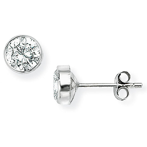 9ct White Gold Round Cubic Zirconia Stud Earrings