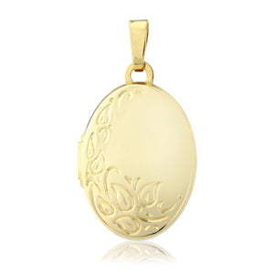 9ct Gold Engraved Oval Locket