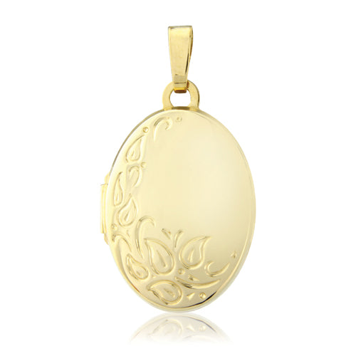 9ct Gold Engraved Oval Locket