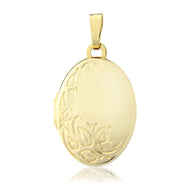 9ct Gold Engraved Oval Locket