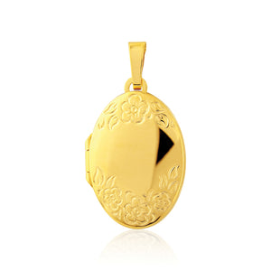 9ct Gold Engraved Oval Locket