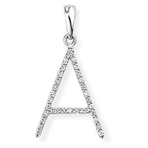 18ct White Gold Diamond Initial Pendant (A-Z Available)