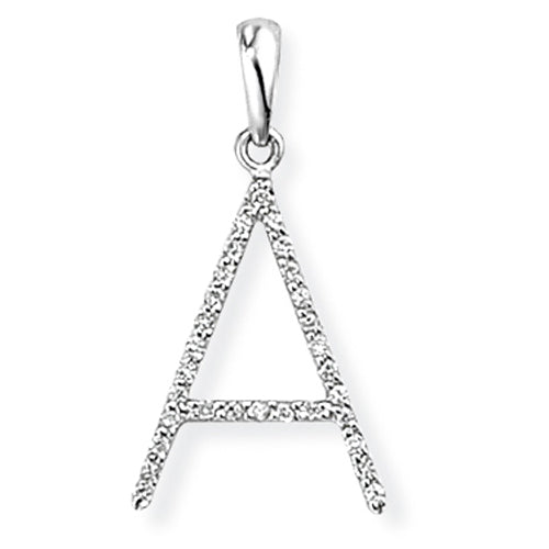 18ct White Gold Diamond Initial Pendant (A-Z Available)