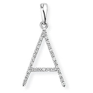 18ct White Gold Diamond Initial Pendant (A-Z Available)