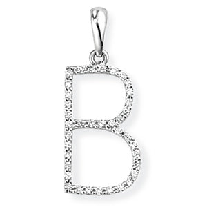 18ct White Gold Diamond Initial Pendant (A-Z Available)