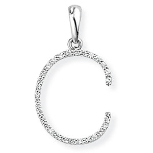 18ct White Gold Diamond Initial Pendant (A-Z Available)