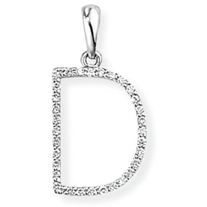 18ct White Gold Diamond Initial Pendant (A-Z Available)
