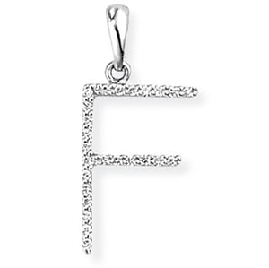 18ct White Gold Diamond Initial Pendant (A-Z Available)