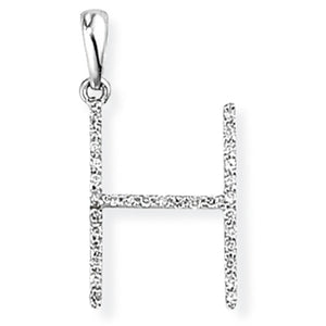 18ct White Gold Diamond Initial Pendant (A-Z Available)