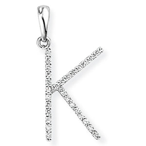 18ct White Gold Diamond Initial Pendant (A-Z Available)