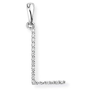 18ct White Gold Diamond Initial Pendant (A-Z Available)