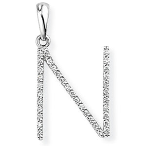 18ct White Gold Diamond Initial Pendant (A-Z Available)