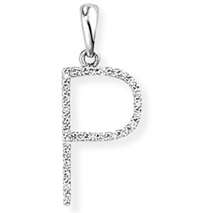 18ct White Gold Diamond Initial Pendant (A-Z Available)