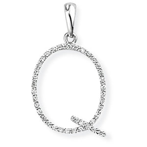 18ct White Gold Diamond Initial Pendant (A-Z Available)
