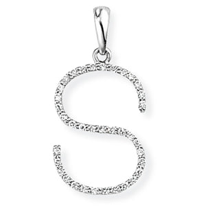 18ct White Gold Diamond Initial Pendant (A-Z Available)