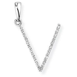 18ct White Gold Diamond Initial Pendant (A-Z Available)