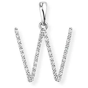 18ct White Gold Diamond Initial Pendant (A-Z Available)