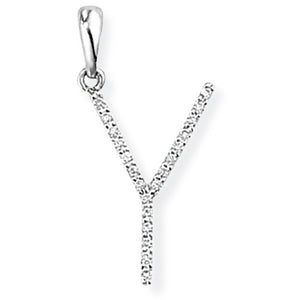 18ct White Gold Diamond Initial Pendant (A-Z Available)