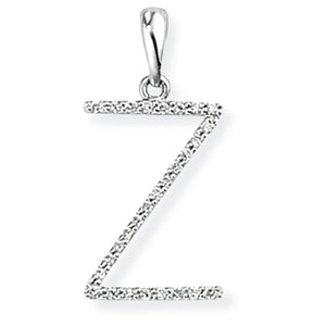 18ct White Gold Diamond Initial Pendant (A-Z Available)