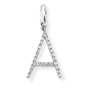 9ct White Gold Diamond Initial Pendant (A-Z Available)