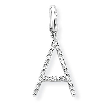 9ct White Gold Diamond Initial Pendant (A-Z Available)