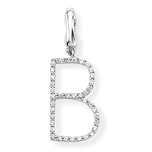 9ct White Gold Diamond Initial Pendant (A-Z Available)