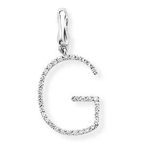 9ct White Gold Diamond Initial Pendant (A-Z Available)