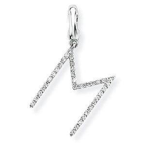 9ct White Gold Diamond Initial Pendant (A-Z Available)