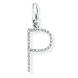 9ct White Gold Diamond Initial Pendant (A-Z Available)