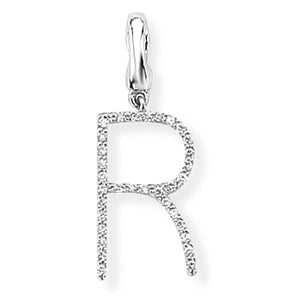 9ct White Gold Diamond Initial Pendant (A-Z Available)