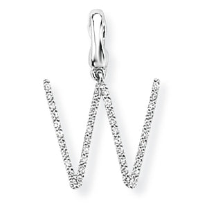 9ct White Gold Diamond Initial Pendant (A-Z Available)