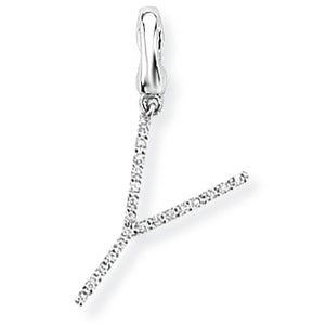 9ct White Gold Diamond Initial Pendant (A-Z Available)