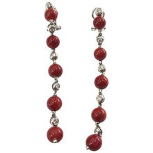 Load image into Gallery viewer, 1960s Natural Coral and Diamond Drop Earrings
