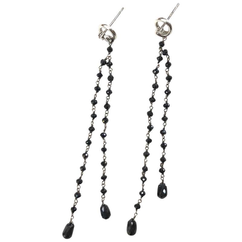 Black and White Diamond Drop Earrings