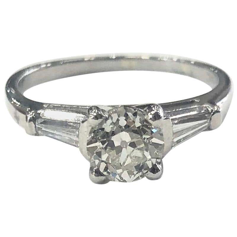 Single Stone Diamond Engagement Ring 1.01 Carat Certified Diamond Platinum