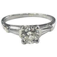Single Stone Diamond Engagement Ring 1.01 Carat Certified Diamond Platinum