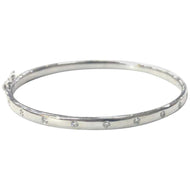 9 Carat White Gold Solid Hinged Diamond Bangle