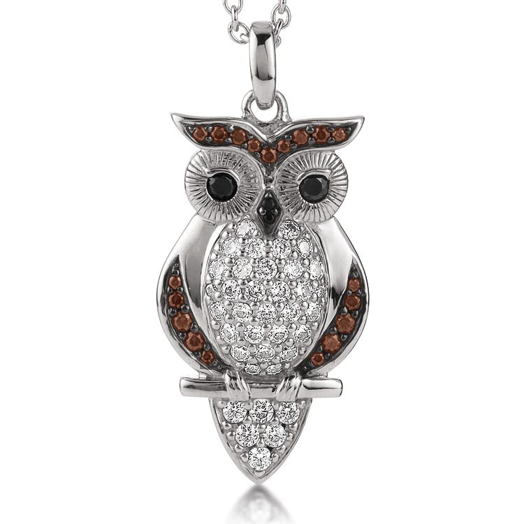 Viventy Silver CZ Owl Pendant
