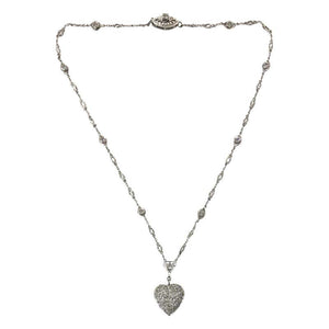 1930s Edwardian Style Diamond Set Heart Necklace