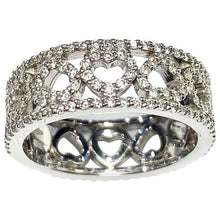 Load image into Gallery viewer, 18 Carat White Gold Diamond Heart Band Wedding Ring
