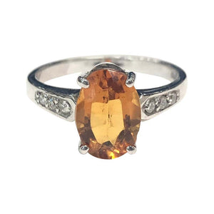 18 Carat White Gold Citrine and Diamond Ring