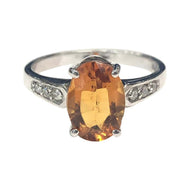18 Carat White Gold Citrine and Diamond Ring